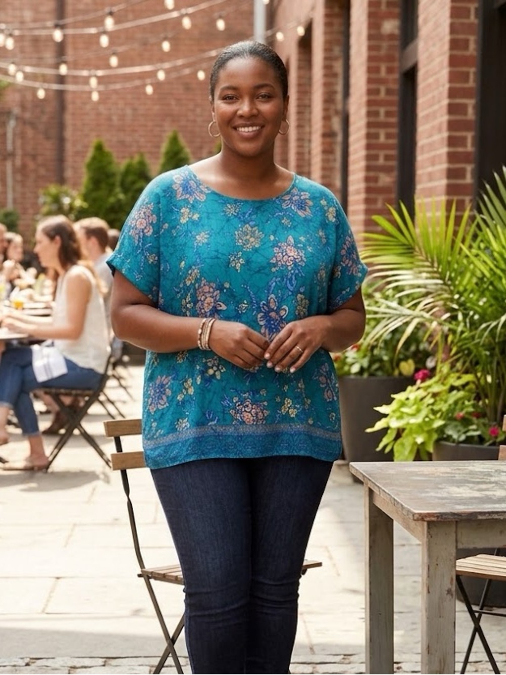 Maurices Teal Boho Print Top